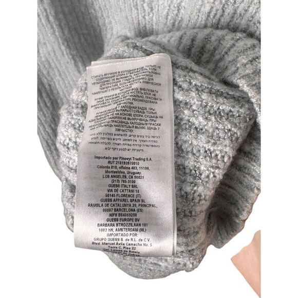 GUESS Mockneck Ultra-Soft Grey Ribbed Sweater Sz M EUC Lt Grey Long Sleeves - Picture 4 of 10